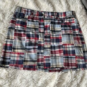 Ann Taylor LOFT Plaid Mini Skirt in Navy, Red & Cream